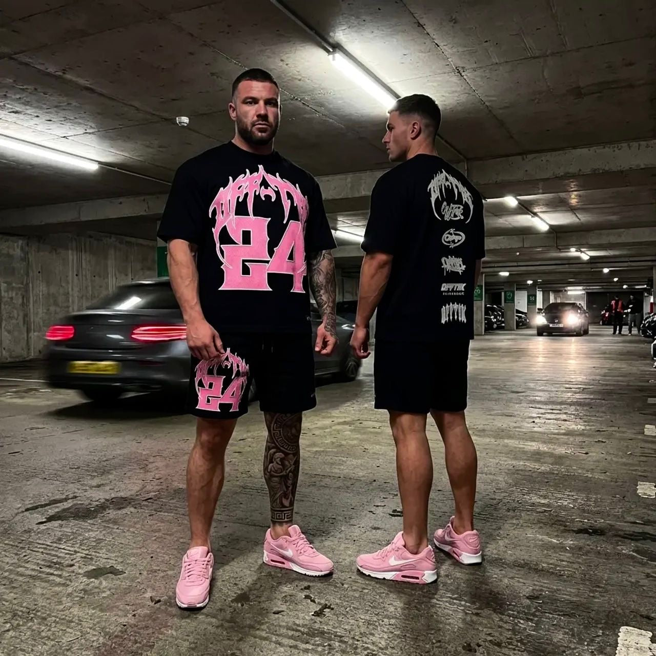 Viper Script Oversized Shorts Black/Pink