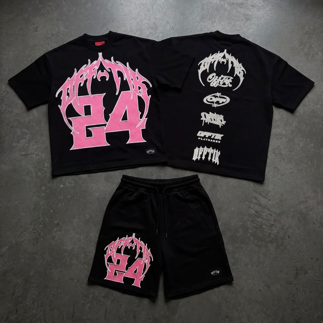 Viper Script Oversized Tee Black/Pink