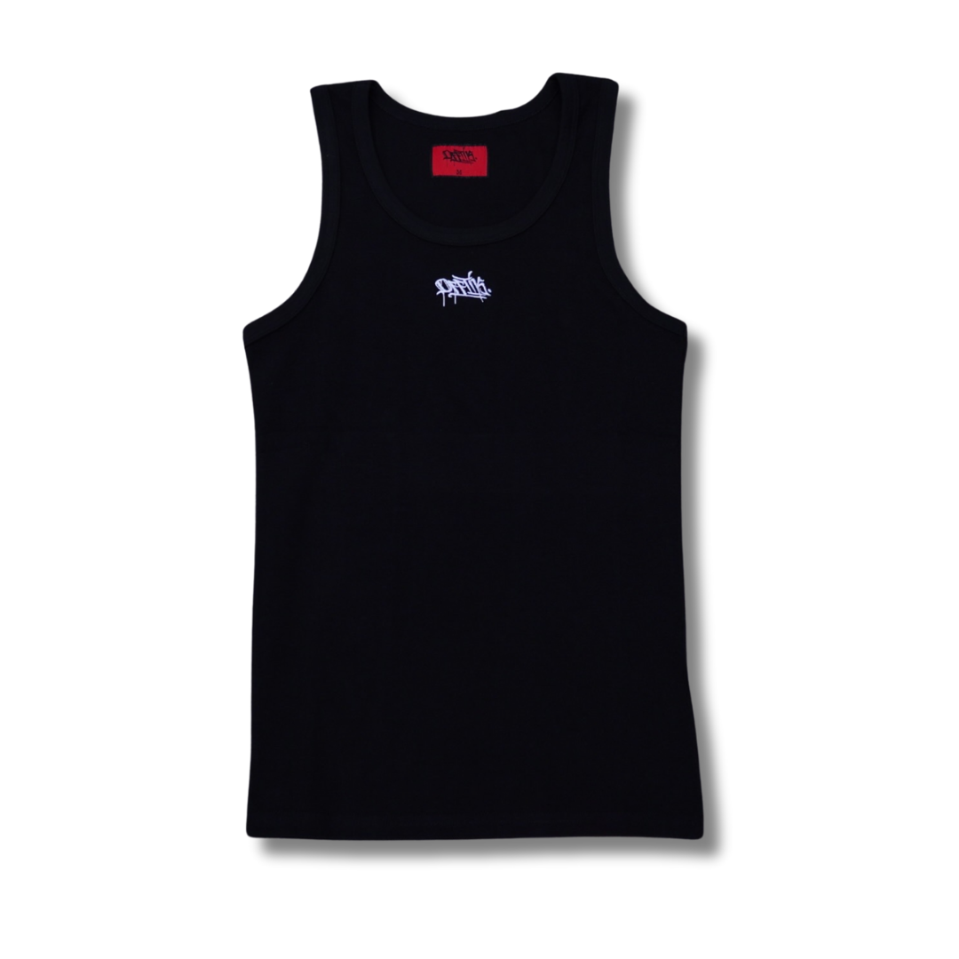 Signtaure Ribbed Singlet Black