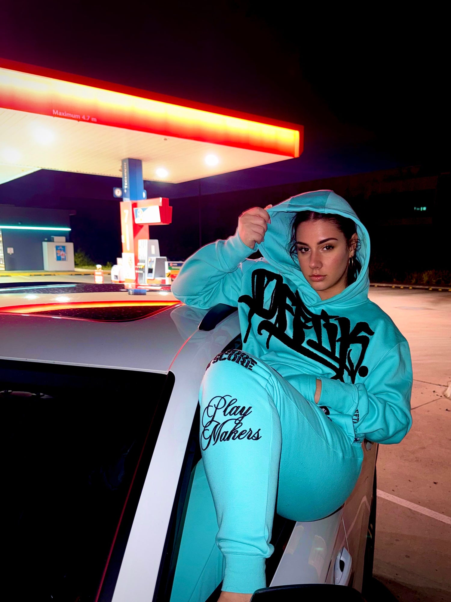 Signature Hoodie Aqua/Black