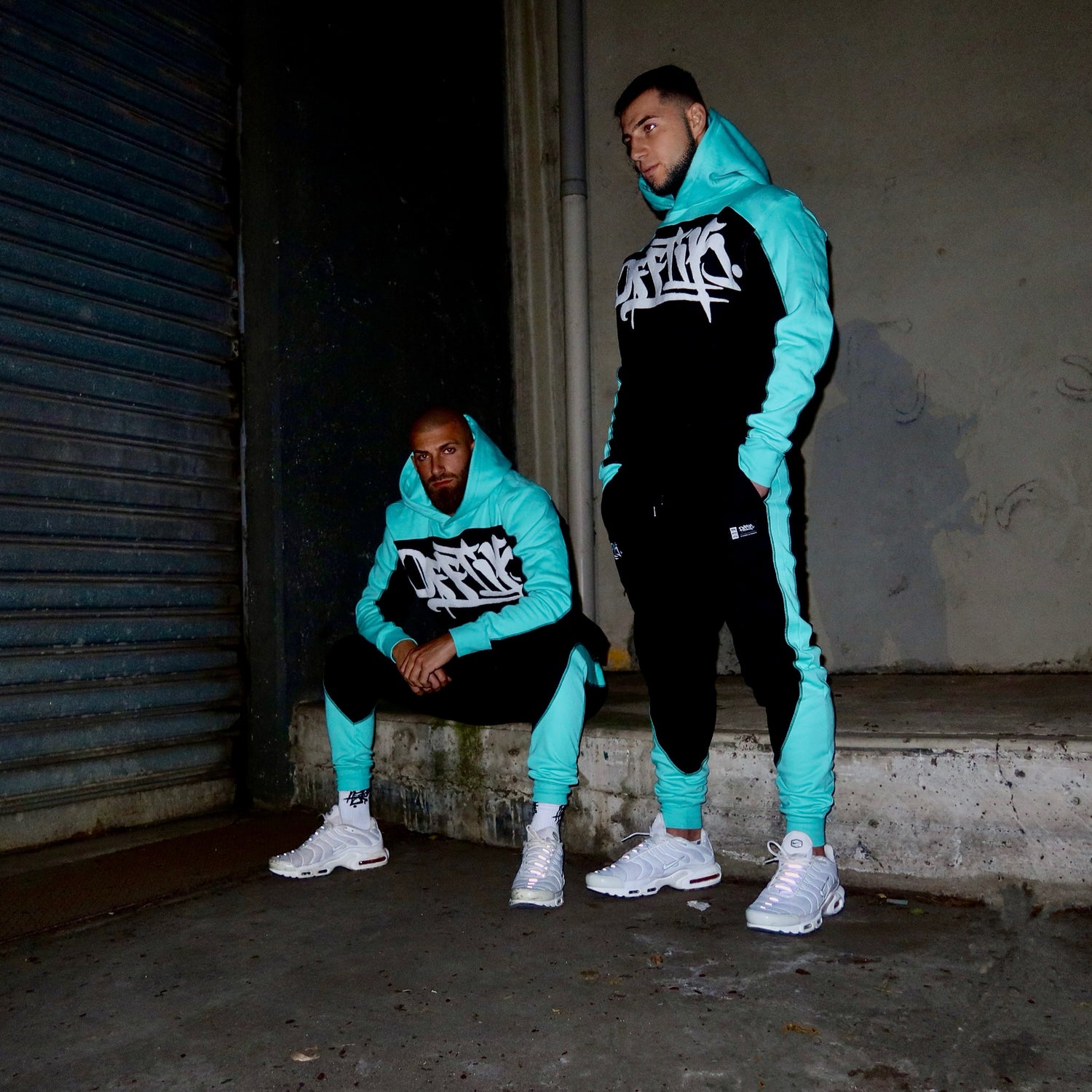 2-Tone Trackies Black/Aqua