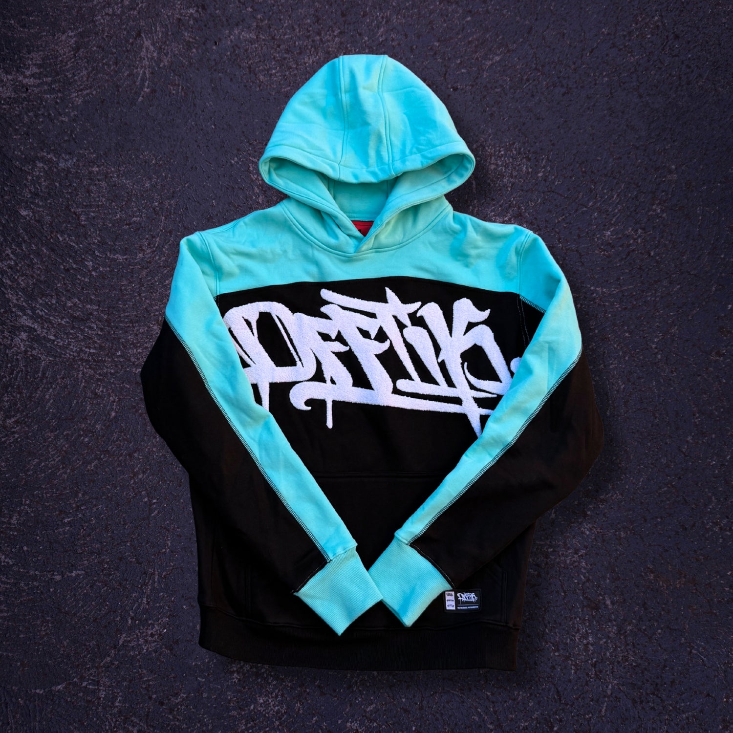 2-Tone Hoodie Black/Aqua