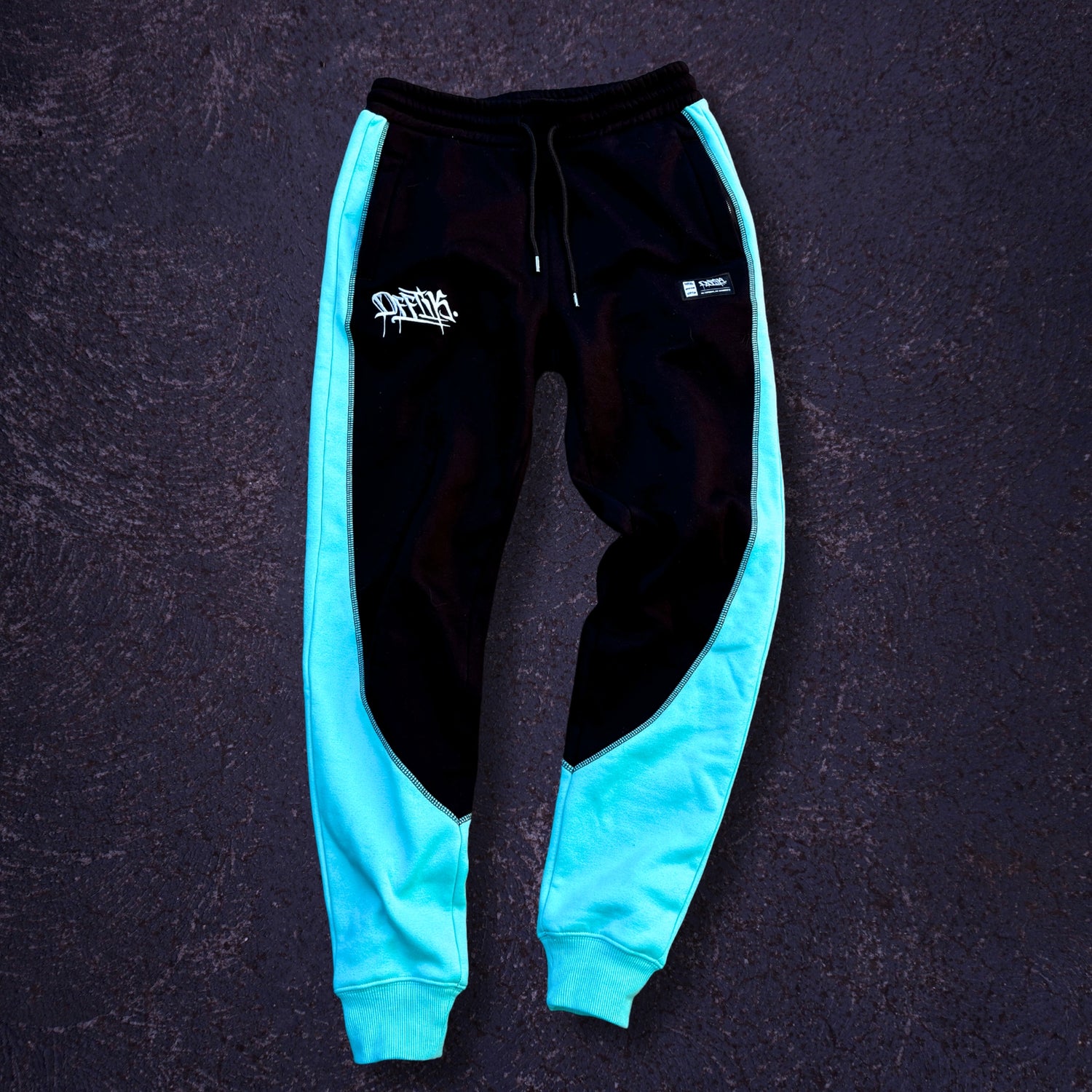 2-Tone Trackies Black/Aqua