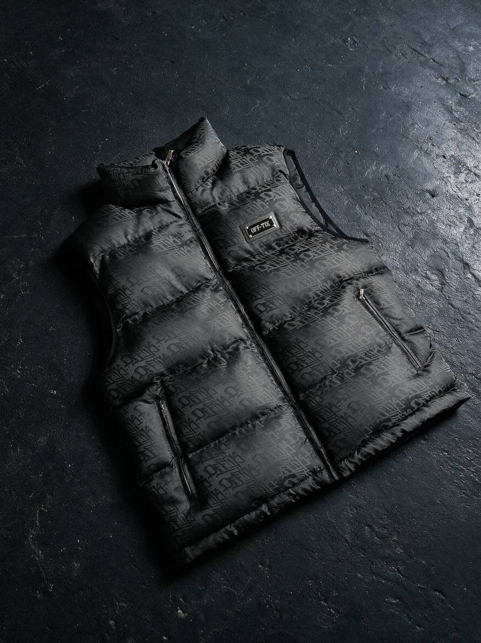 Monogram Puffer Vest Black/Charcoal