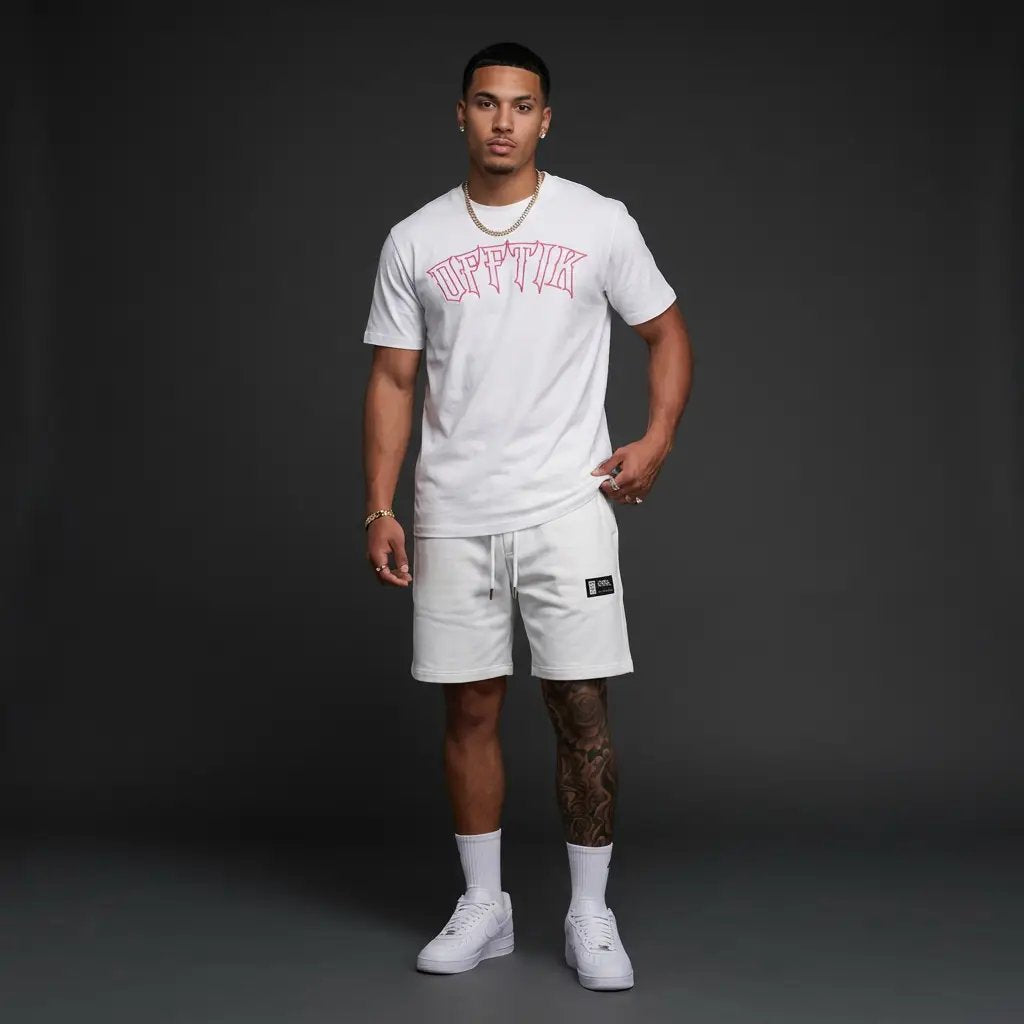 1 Year Anniversary Shorts White/Pink