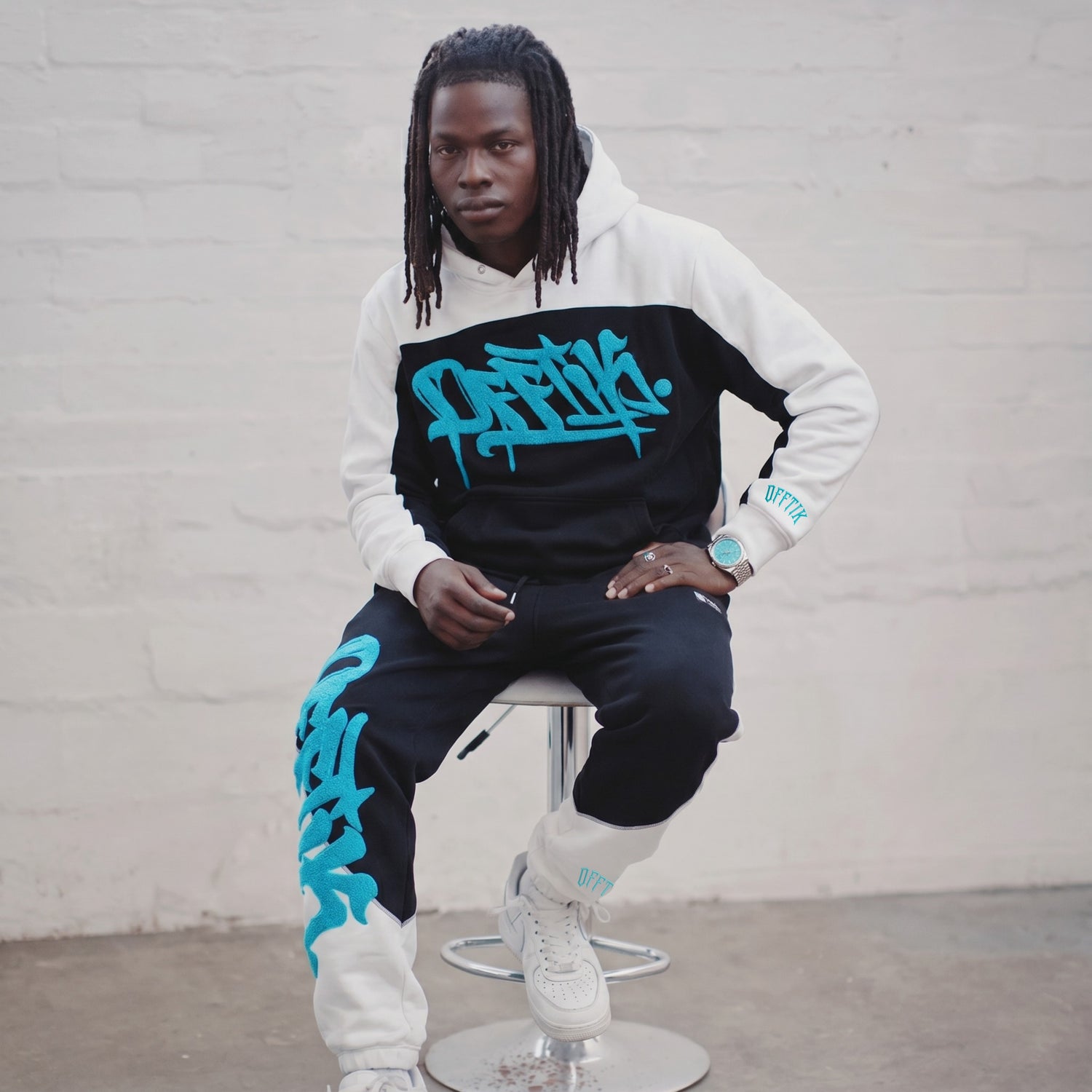 Two-Tone Trackies Black/Aqua