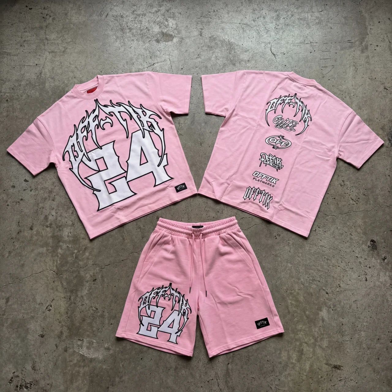 Viper Script Oversized Shorts Pink/White