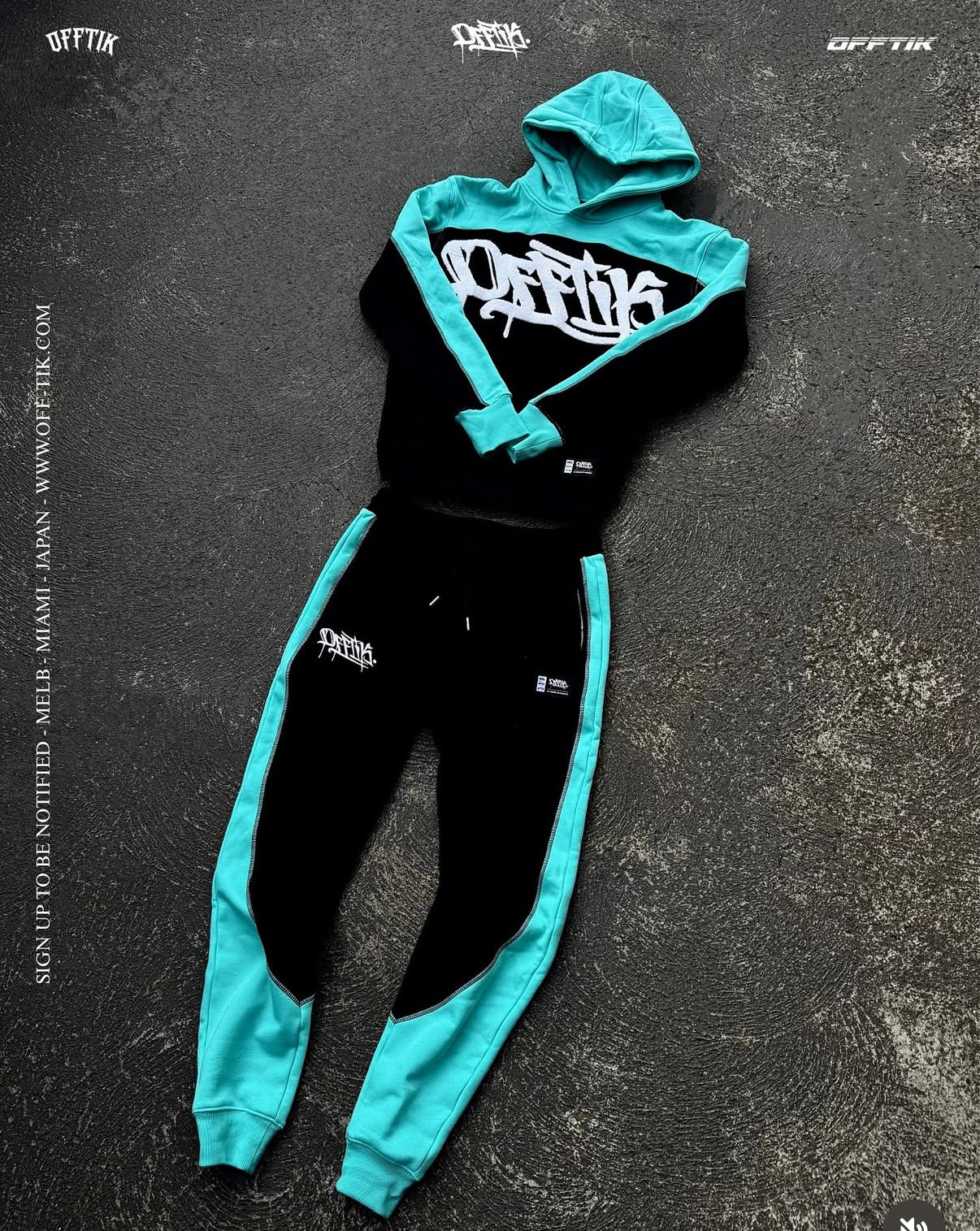 2-Tone Trackies Black/Aqua