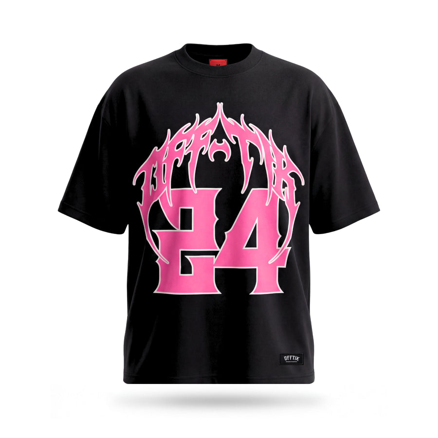 Viper Script Oversized Tee Black/Pink