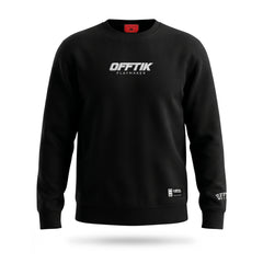 Black sweatshirt with 'OFFTIK' branding on a white background