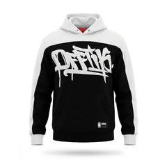 Black and white hoodie with 'OFF' logo on a white background