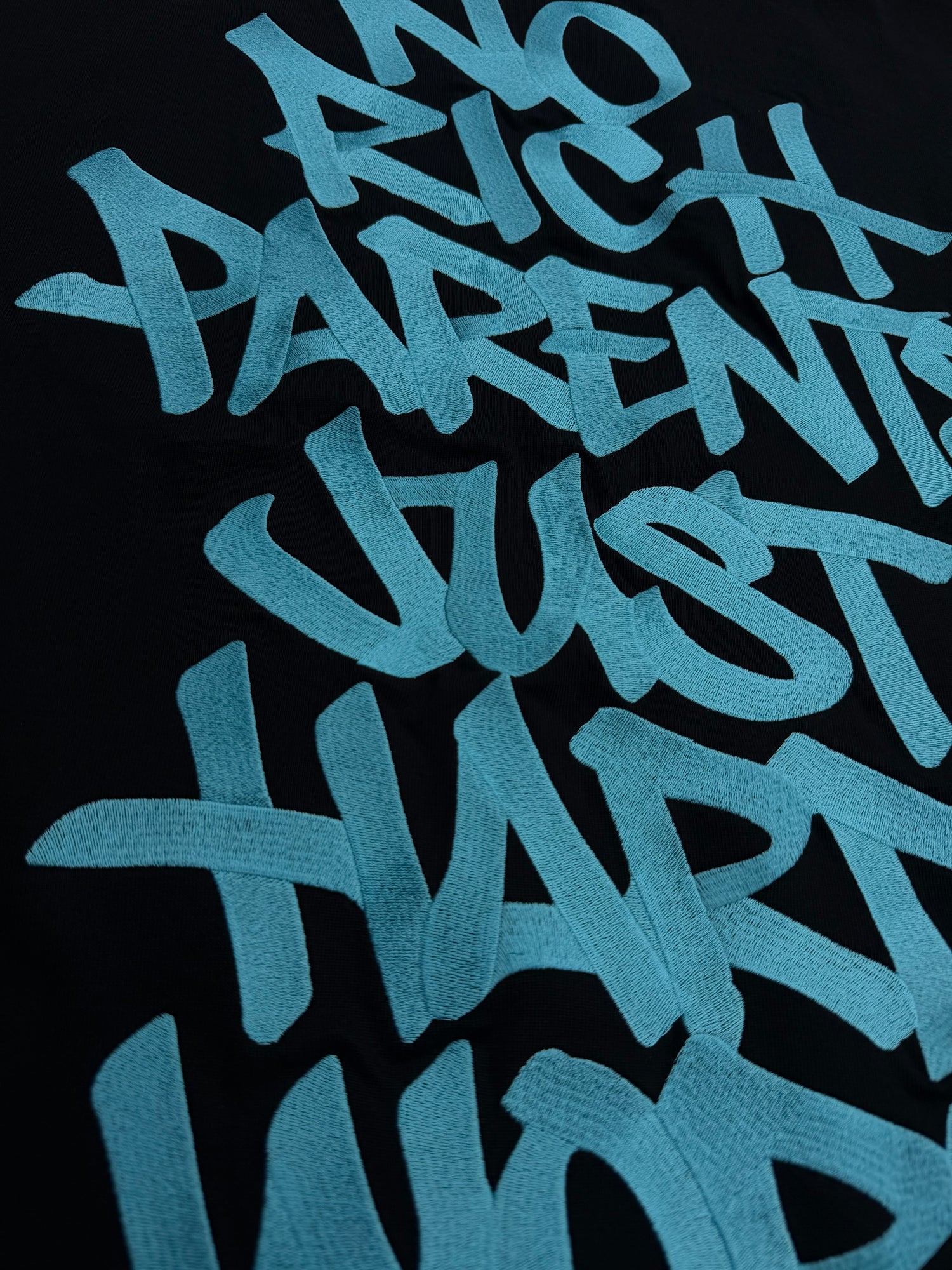 Oversized Script Tee Black/Aqua