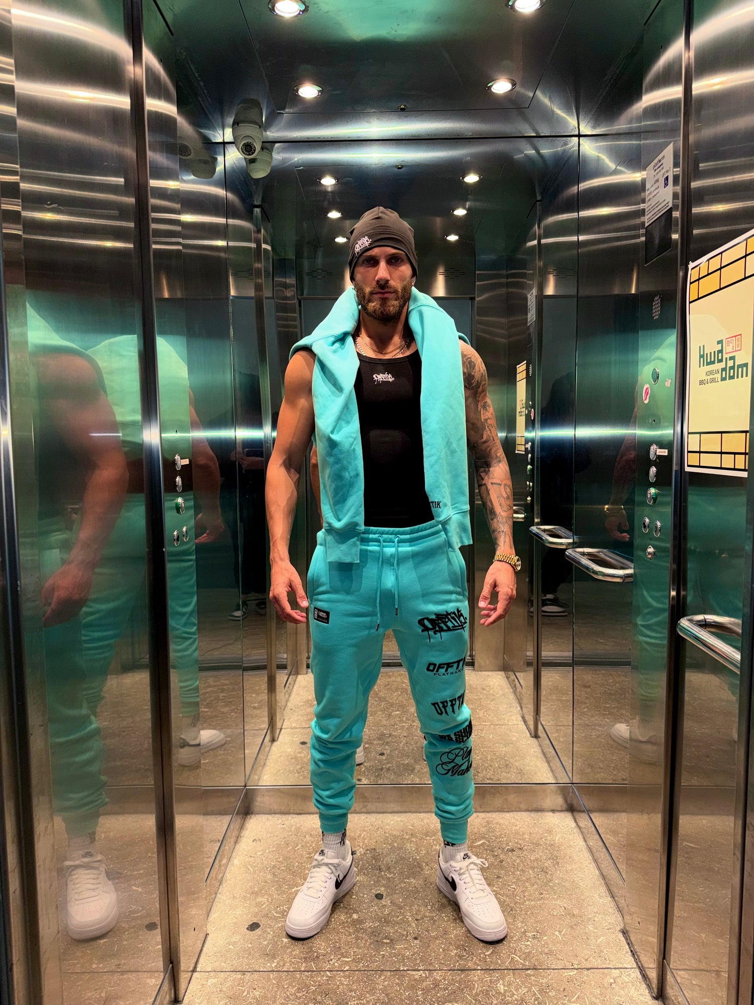 Core Logo Trackies Aqua/Black