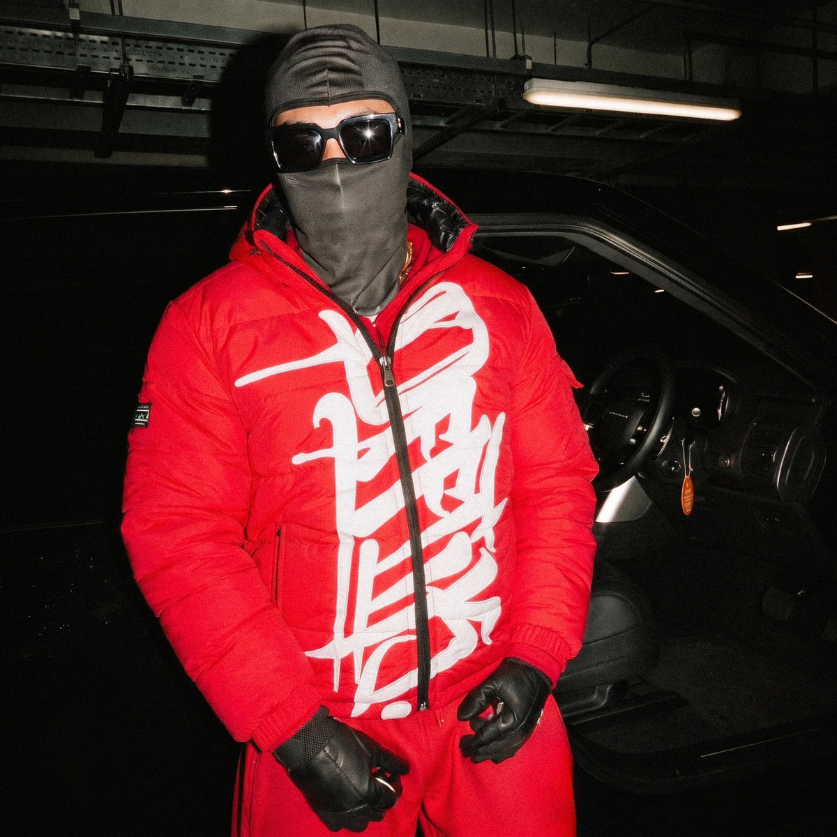 Signature Puffer Jacket Red/White