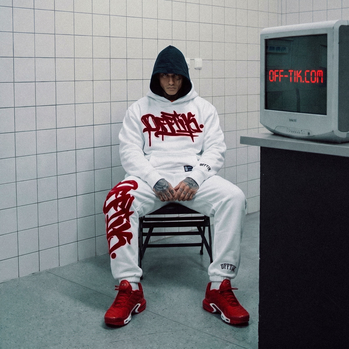 OFFTIK™ Signature Hoodie White/Red product image, image 7