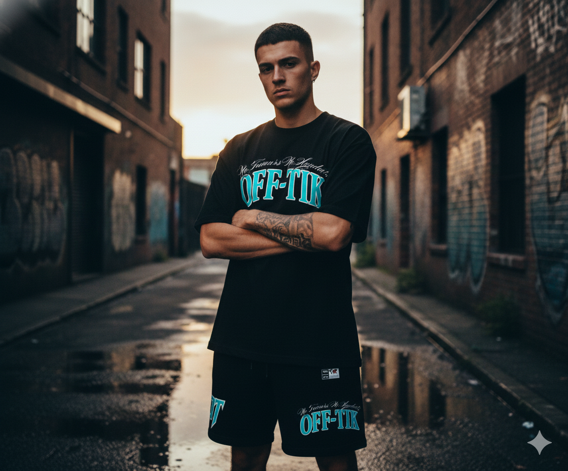 Oversized Shorts Black/Aqua