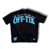 Oversized Script Tee Black/Aqua