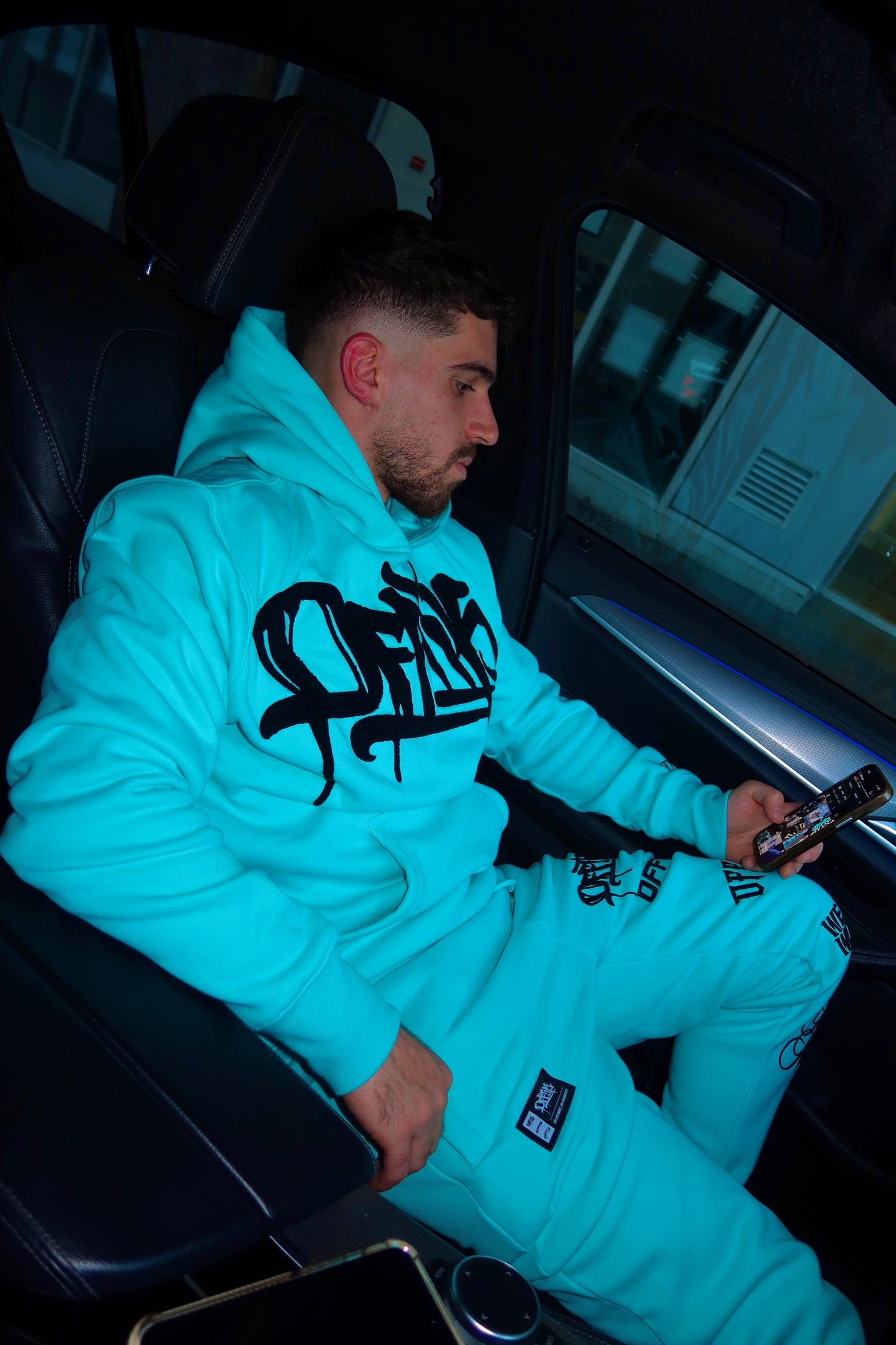Signature Hoodie Aqua/Black