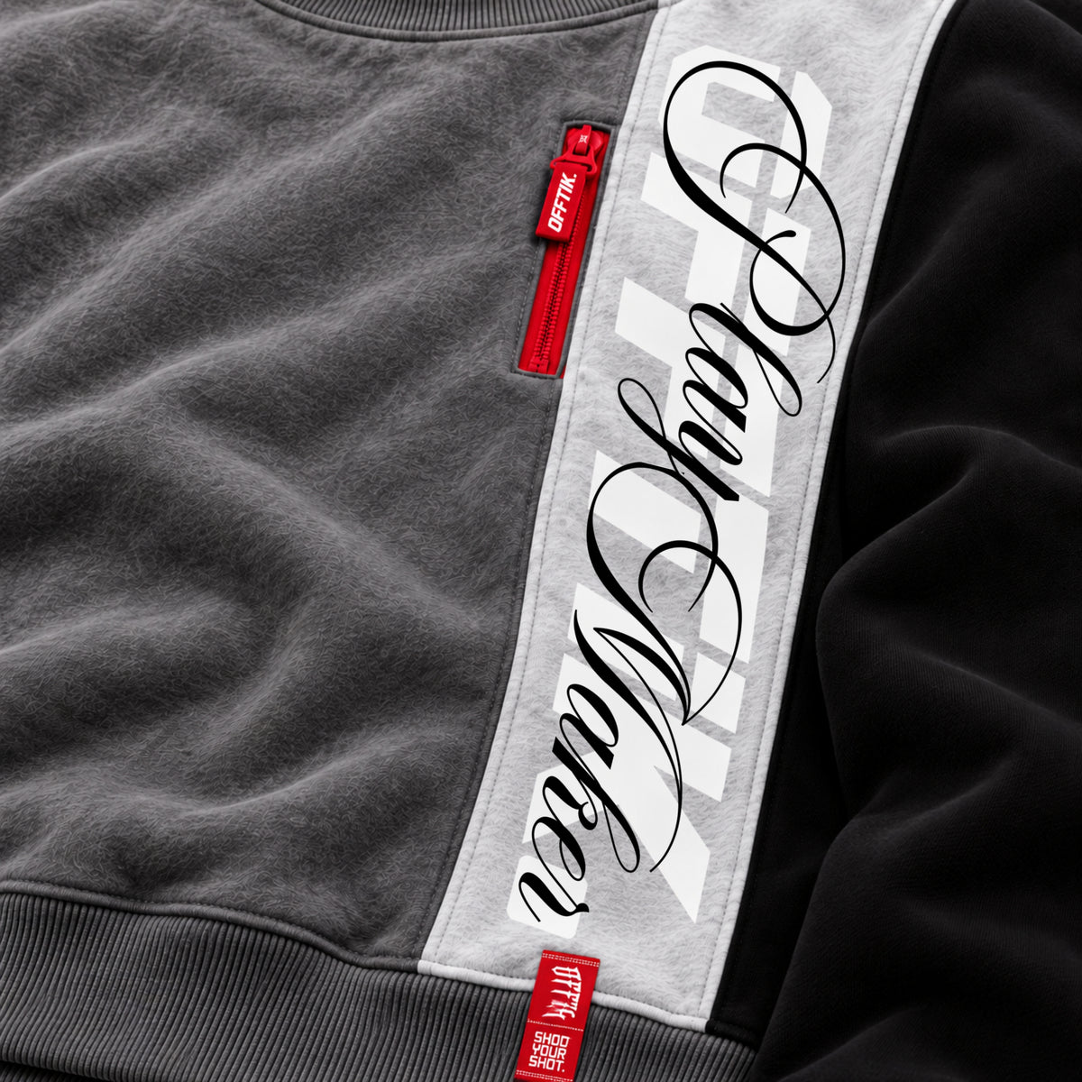 3-Panel Crewneck Black/Grey