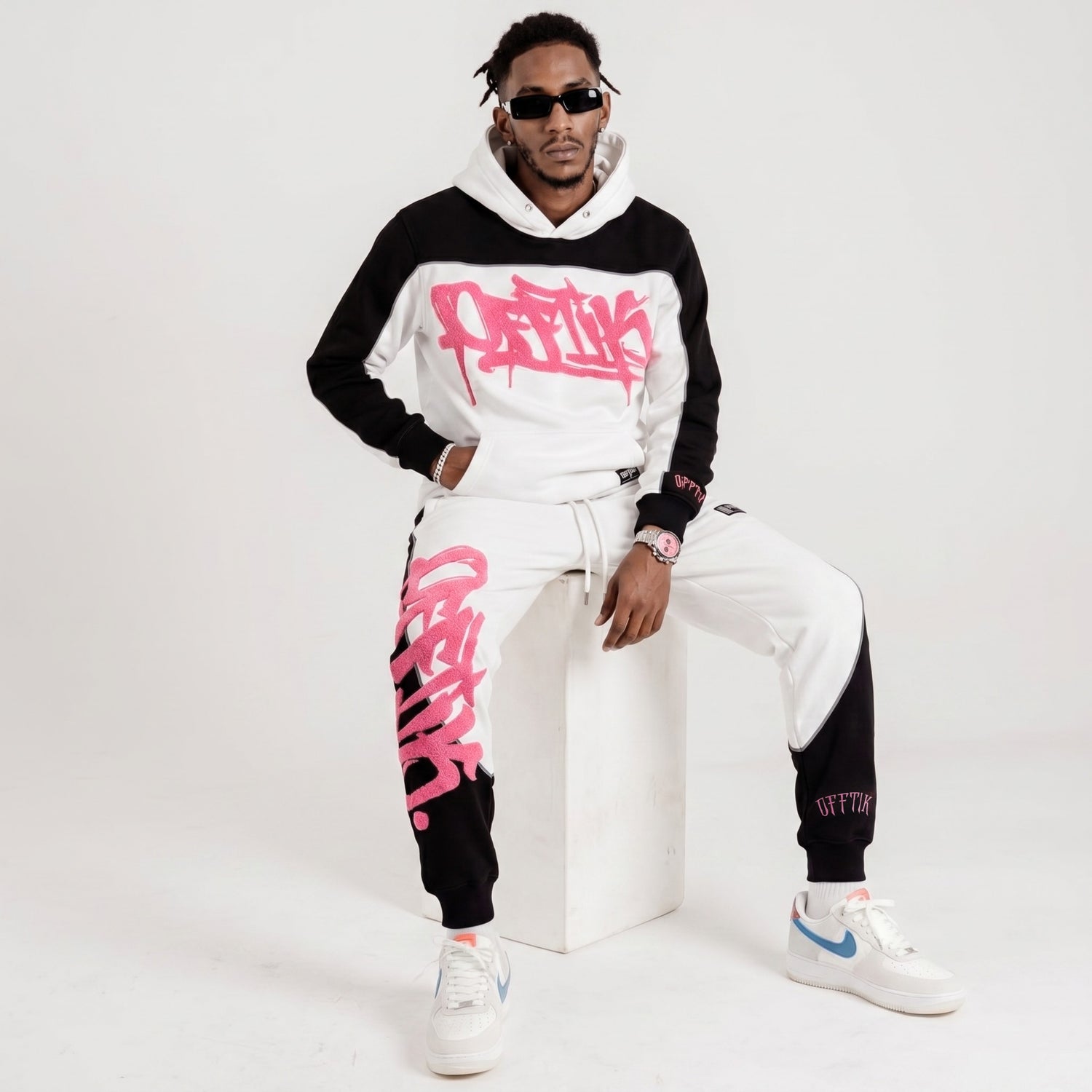 Two-Tone Hoodie White/Pink