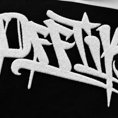 White text with star decorations on a black background