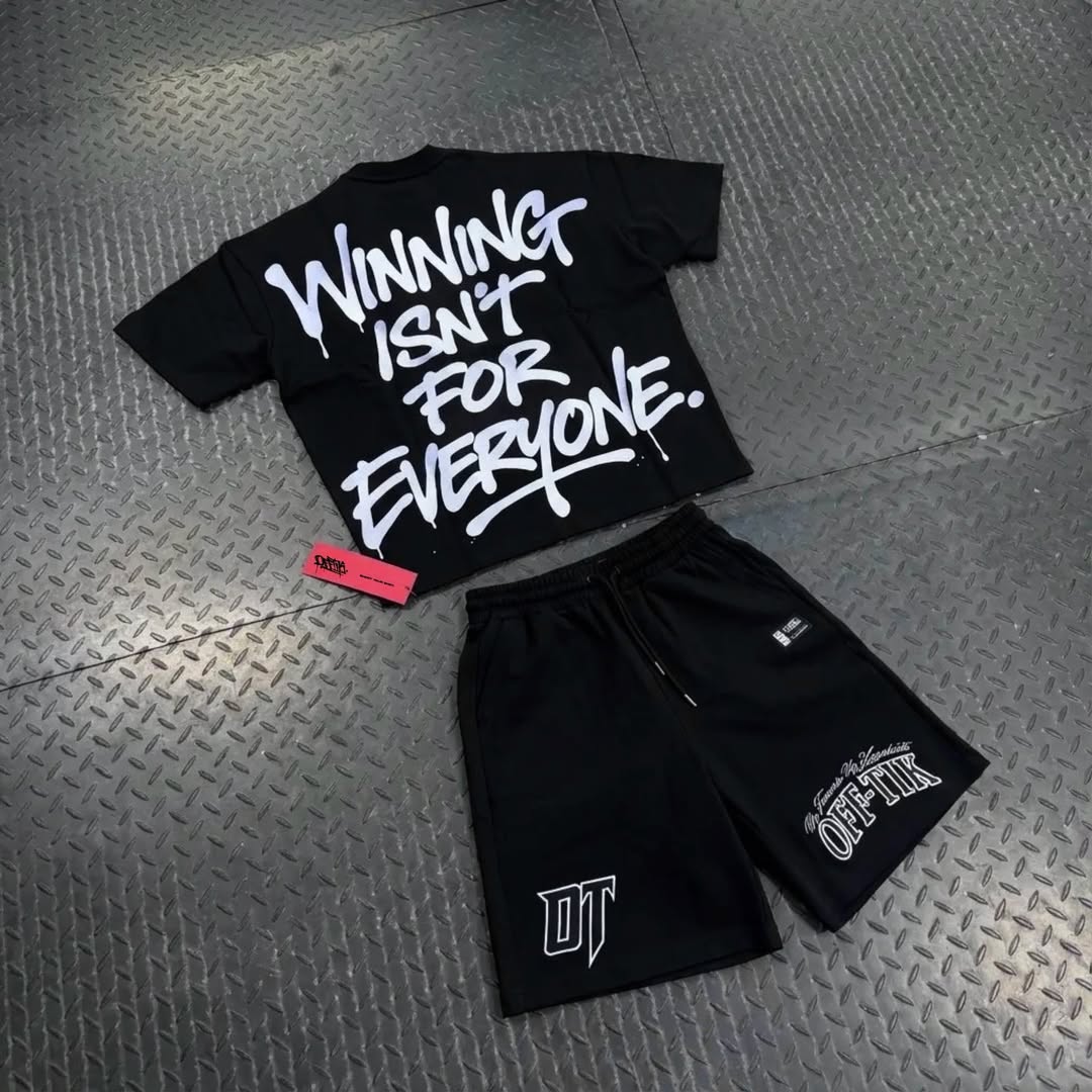 Oversized Script Shorts Black/White