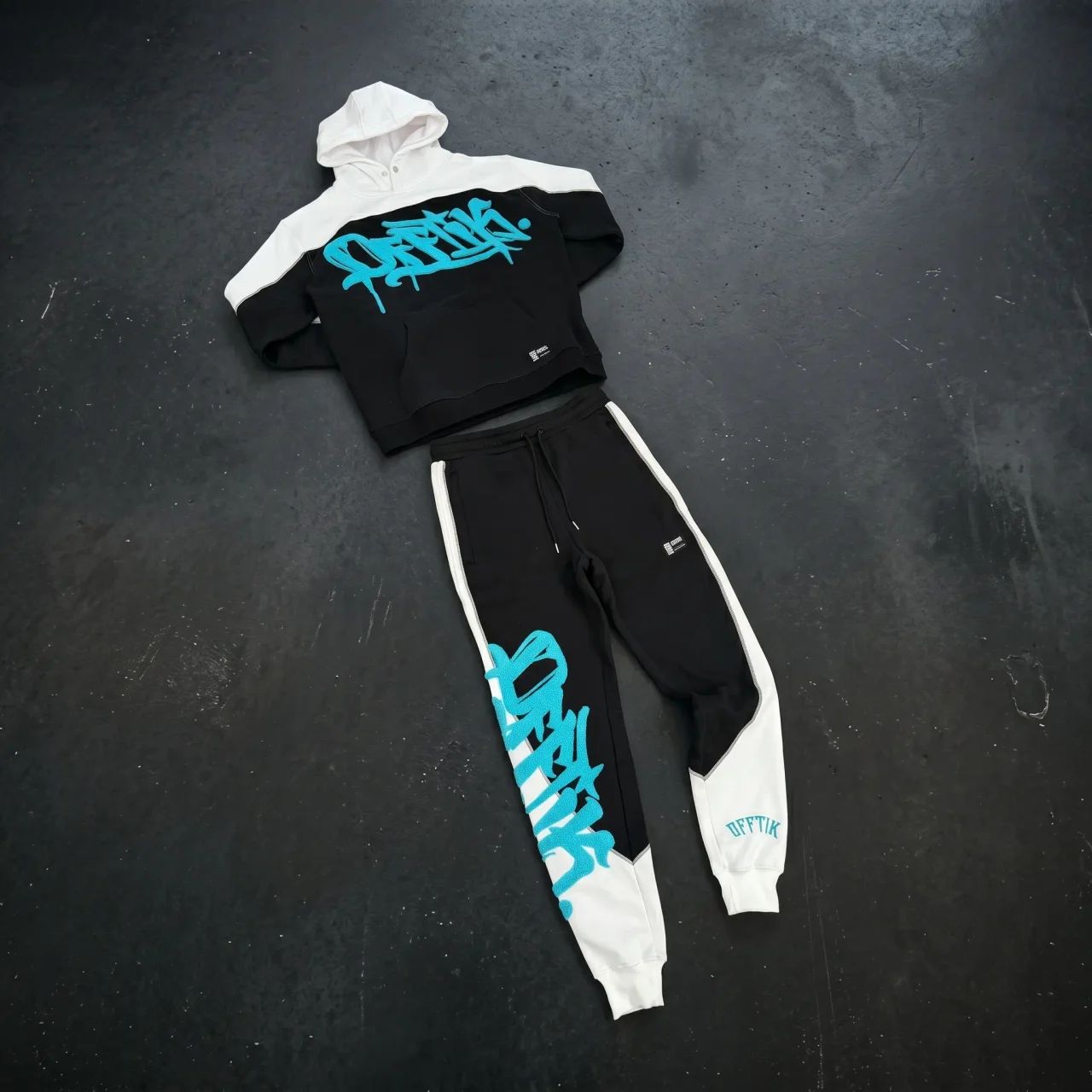 Two-Tone Trackies Black/Aqua